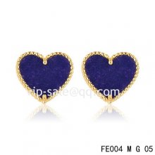 Fake Van Cleef & Arpels Sweet Alhambra Heart Earrings Yellow Gold,Lapis Lazuli